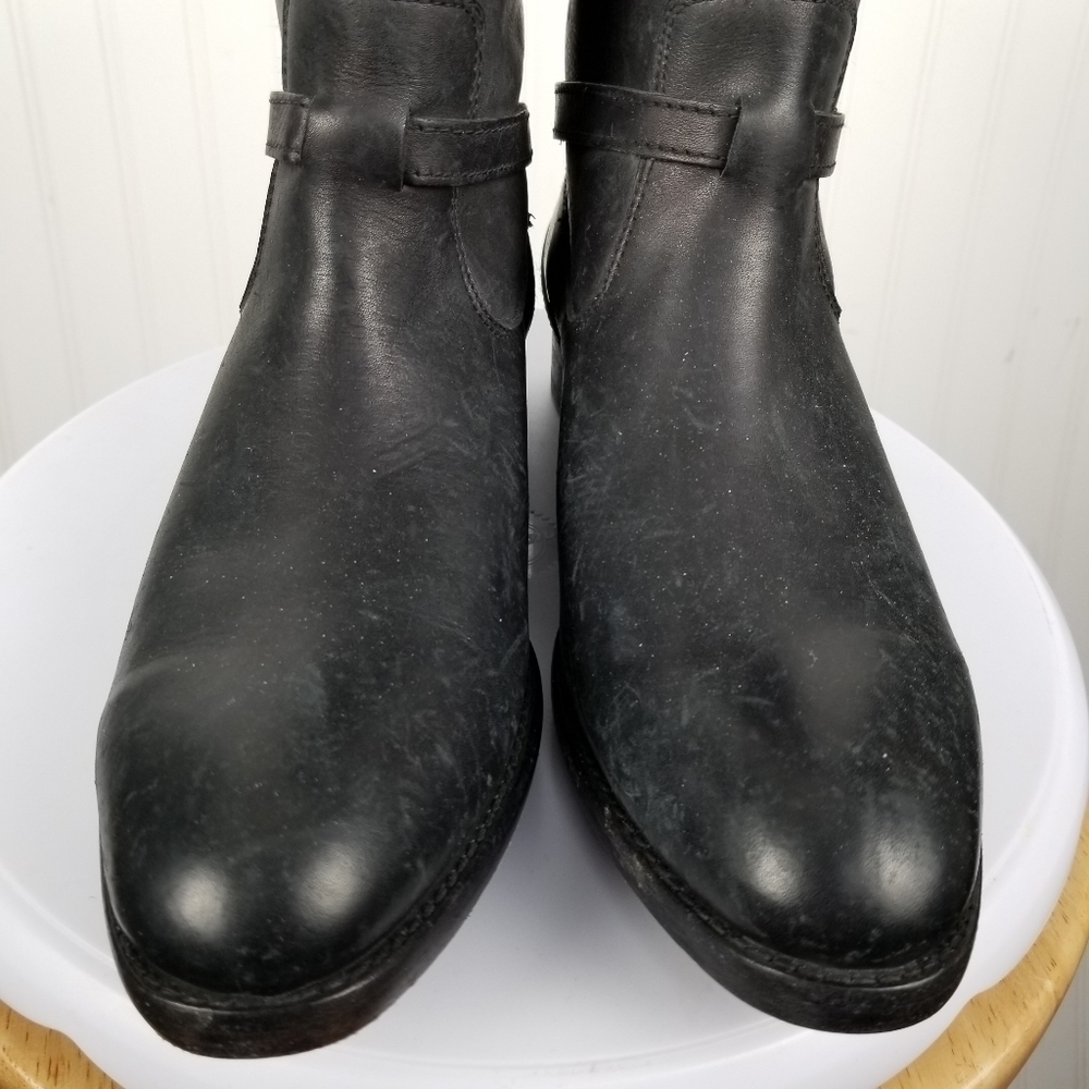 Frye Womens Lindsay Plate Black Riding Harness Boots Size 6.5 Tall Leather Heel - Picture 12 of 13